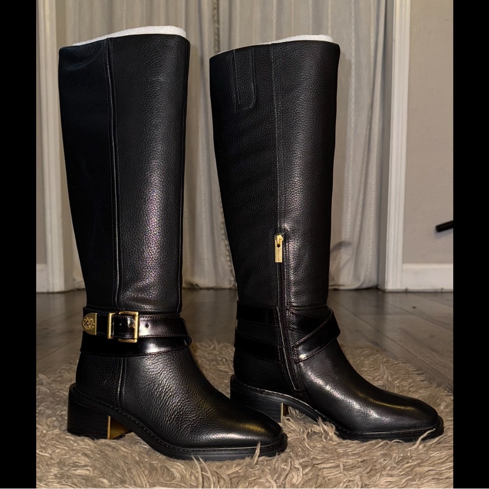 Vince Camuto Black Leather Knee-High Boots
